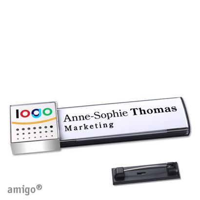 Naambadges amigo® alu-print magneet null | Roestvrij stalen pin | null | null | null