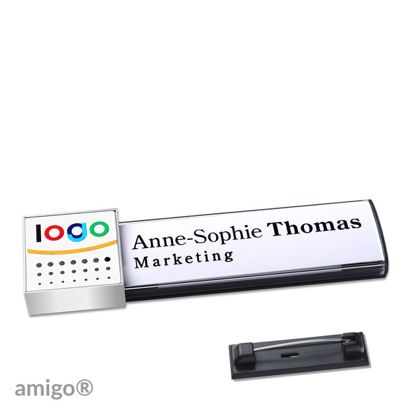 Naambadges amigo® alu-print magneet null | Roestvrij stalen pin | null | null | null