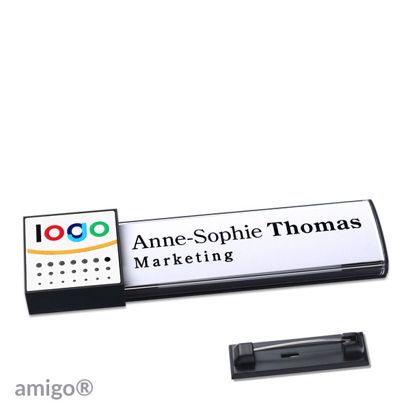 Naambadges amigo® alu-print magneet null | Roestvrij stalen pin | null | null | null