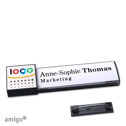 Naambadges amigo® alu-print magneet null | Roestvrij stalen pin | null | null | null