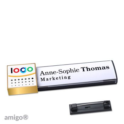 Naambadges amigo® alu-print magneet null | Roestvrij stalen pin | null | null | null