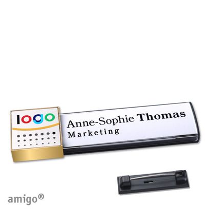 Naambadges amigo® alu-print magneet null | Roestvrij stalen pin | null | null | null
