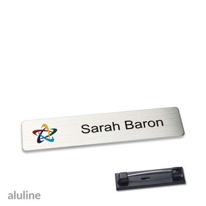 Naambadges aluline-plus® alu-complete roestvrij stalen pin null | 68 x 16 mm