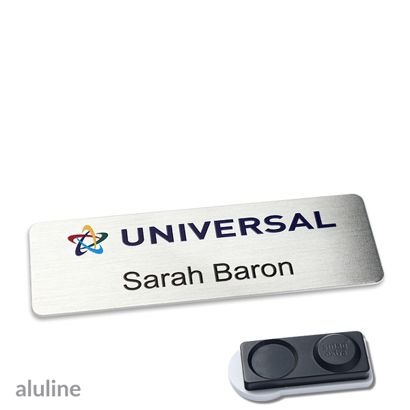 Naambadges aluline-plus® alu-complete magneet smag® magneet, extra sterk | null | 76 x 25 mm