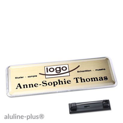 Naambadges polar® alu-print roestvrij stalen pin null | 76 x 25 mm