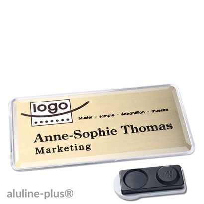 Naambadges polar® alu-print magneet smag® magneet, extra sterk | null | 76 x 38 mm