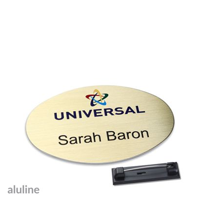 Naambadges aluline-plus® alu-complete roestvrij stalen pin null | 65 x 43 mm