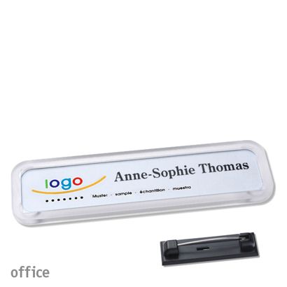 Naambadges office quick-print roestvrij stalen pin null | 75 x 17 mm