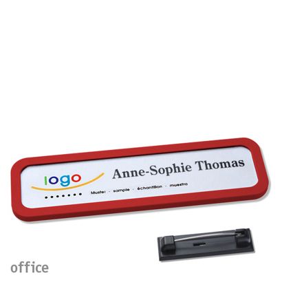 Naambadges office quick-print roestvrij stalen pin null | 75 x 17 mm