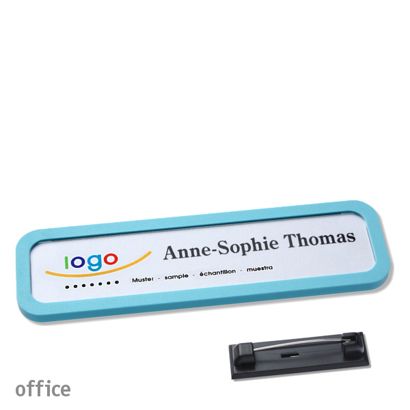 Naambadges office quick-print roestvrij stalen pin null | 75 x 17 mm