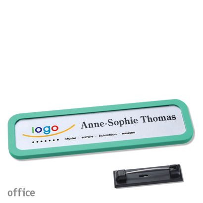 Naambadges office quick-print roestvrij stalen pin null | 75 x 17 mm