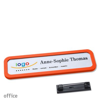 Naambadges office quick-print roestvrij stalen pin null | 75 x 17 mm