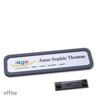 Naambadges office quick-print roestvrij stalen pin null | 75 x 17 mm