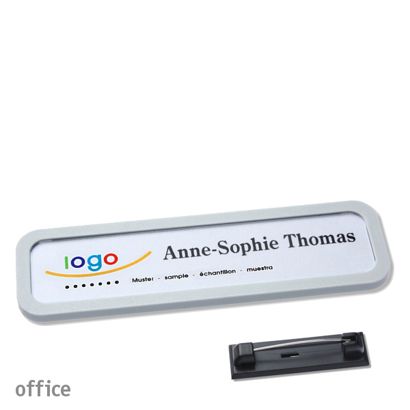 Naambadges office quick-print roestvrij stalen pin null | 75 x 17 mm