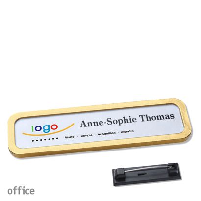 Naambadges office quick-print roestvrij stalen pin null | 75 x 17 mm