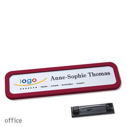 Naambadges office quick-print roestvrij stalen pin null | 75 x 17 mm