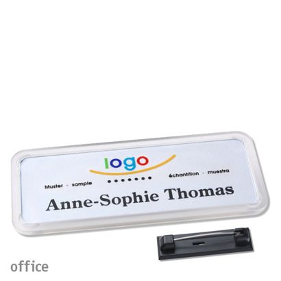 Naambadges office quick-print roestvrij stalen pin null | 75 x 27 mm