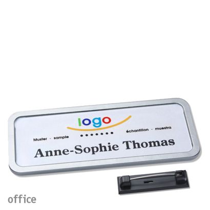 Naambadges office quick-print roestvrij stalen pin null | 75 x 27 mm