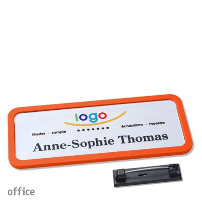 Naambadges office quick-print roestvrij stalen pin null | 75 x 27 mm