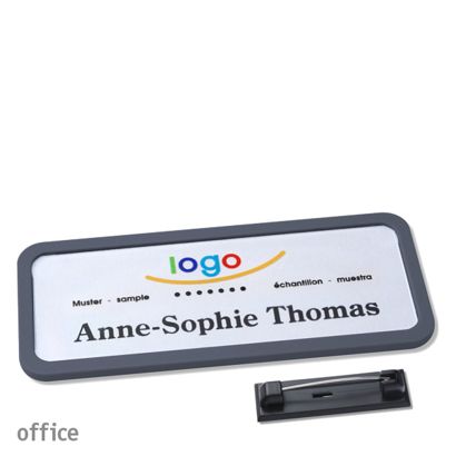 Naambadges office quick-print roestvrij stalen pin null | 75 x 27 mm