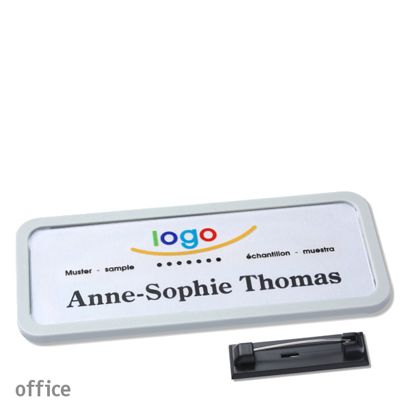 Naambadges office quick-print roestvrij stalen pin null | 75 x 27 mm