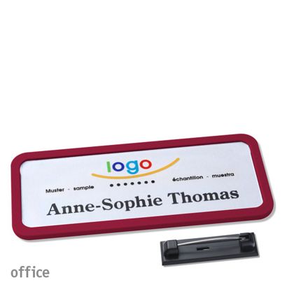 Naambadges office quick-print roestvrij stalen pin null | 75 x 27 mm