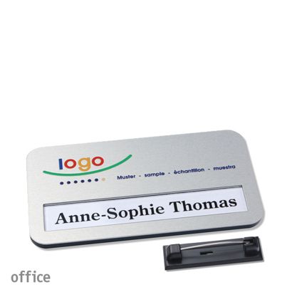 Naambadges office alu-print roestvrij stalen pin null