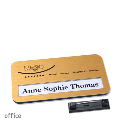 Naambadges office alu-print roestvrij stalen pin null