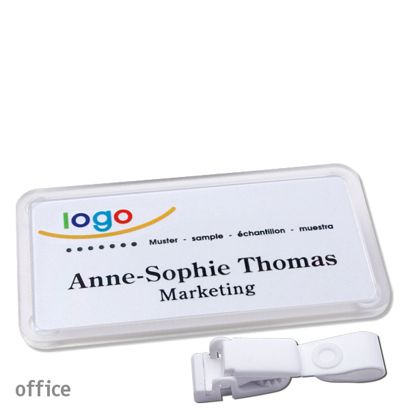 Naambadges office quick-print Ophangclip Ophangclip metaalvrij | null | 75 x 37 mm