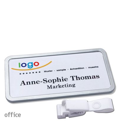 Naambadges office quick-print Ophangclip Ophangclip metaalvrij | null | 75 x 37 mm