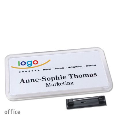 Naambadges office quick-print roestvrij stalen pin null | 75 x 37 mm