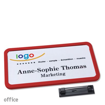 Naambadges office quick-print roestvrij stalen pin null | 75 x 37 mm