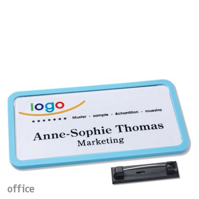Naambadges office quick-print roestvrij stalen pin null | 75 x 37 mm