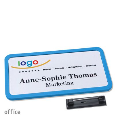 Naambadges office quick-print roestvrij stalen pin null | 75 x 37 mm