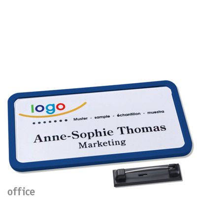 Naambadges office quick-print roestvrij stalen pin null | 75 x 37 mm