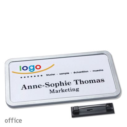 Naambadges office quick-print roestvrij stalen pin null | 75 x 37 mm