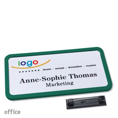 Naambadges office quick-print roestvrij stalen pin null | 75 x 37 mm