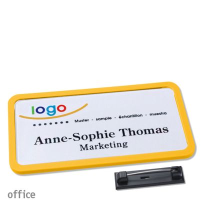 Naambadges office quick-print roestvrij stalen pin null | 75 x 37 mm