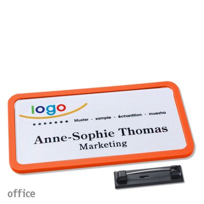 Naambadges office quick-print roestvrij stalen pin null | 75 x 37 mm