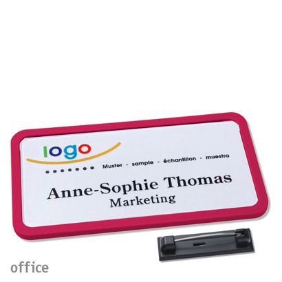 Naambadges office quick-print roestvrij stalen pin null | 75 x 37 mm