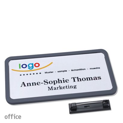 Naambadges office quick-print roestvrij stalen pin null | 75 x 37 mm