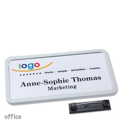 Naambadges office quick-print roestvrij stalen pin null | 75 x 37 mm