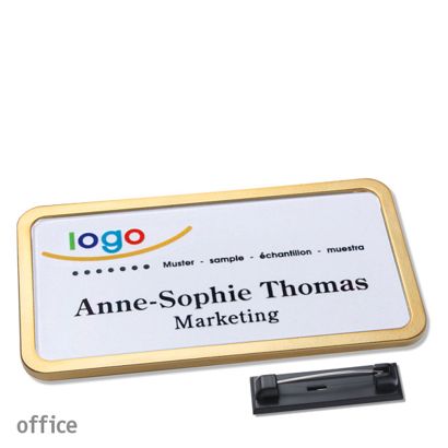 Naambadges office quick-print roestvrij stalen pin null | 75 x 37 mm