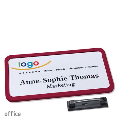 Naambadges office quick-print roestvrij stalen pin null | 75 x 37 mm