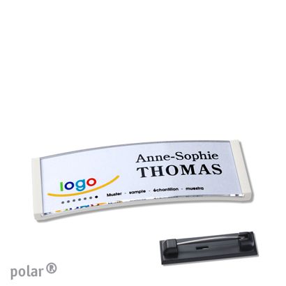 Naambadges polar® quick-print roestvrij stalen pin null | 64 x 22 mm