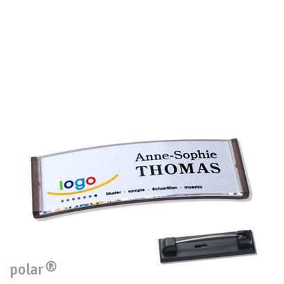 Naambadges polar® quick-print roestvrij stalen pin null | 64 x 22 mm