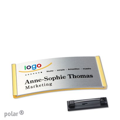 Naambadges polar® alu-complete magneet null | null | 65 x 30 mm