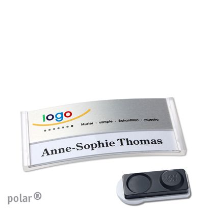 Naambadges polar® alu-print magneet smag® magneet, extra sterk | null | null | 65 x 30 mm