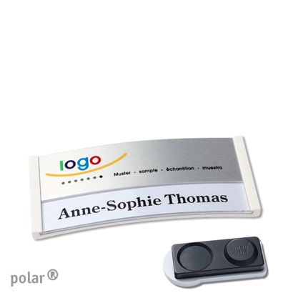 Naambadges polar® alu-print magneet smag® magneet, extra sterk | null | null | 65 x 30 mm