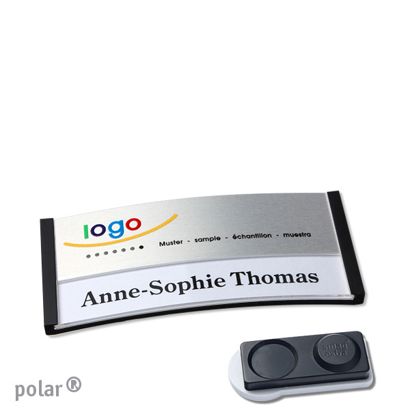 Naambadges polar® alu-print magneet smag® magneet, extra sterk | null | null | 65 x 30 mm